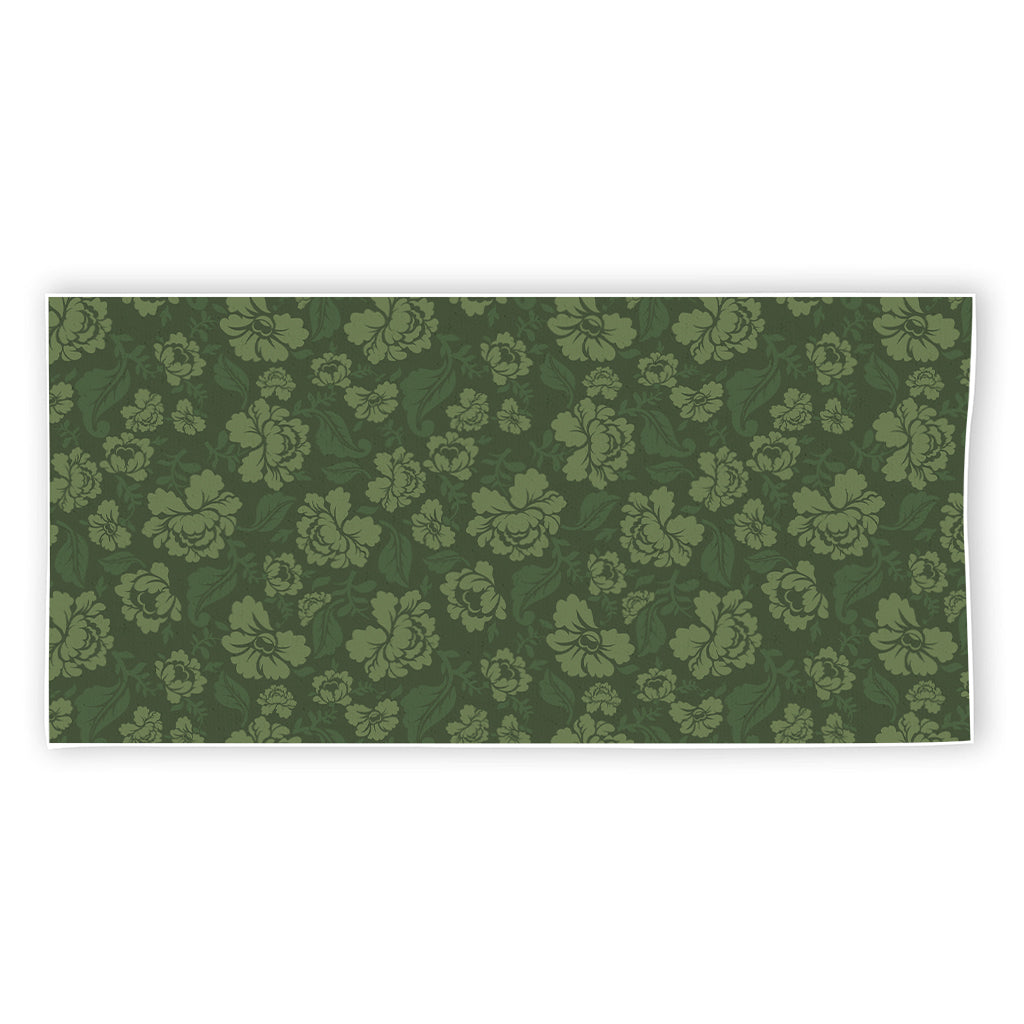 Military Green Camo Flower Pattern Print Beach Towel