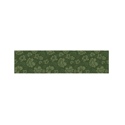 Military Green Camo Flower Pattern Print Bed Runner