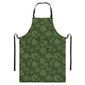 Military Green Camo Flower Pattern Print Bib Apron With Pocket