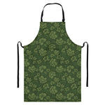Military Green Camo Flower Pattern Print Bib Apron With Pocket