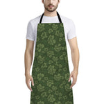 Military Green Camo Flower Pattern Print Bib Apron With Pocket