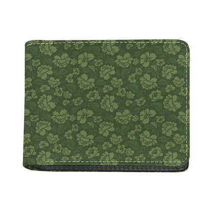 Military Green Camo Flower Pattern Print Bifold Wallet