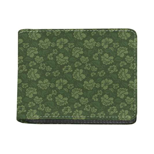 Military Green Camo Flower Pattern Print Bifold Wallet