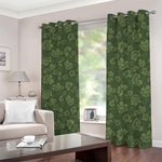 Military Green Camo Flower Pattern Print Blackout Grommet Curtains