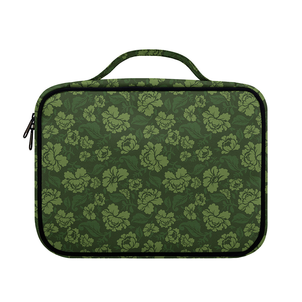 Military Green Camo Flower Pattern Print Briefcase Bible Bag