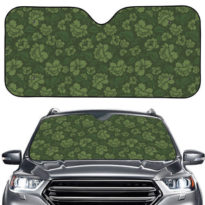 Military Green Camo Flower Pattern Print Car Windshield Sun Shade