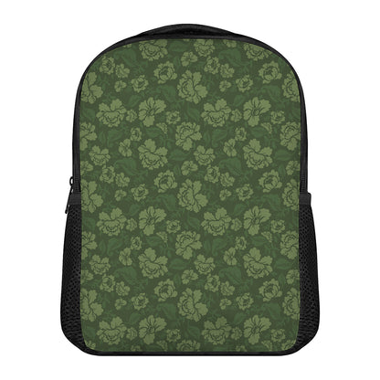 Military Green Camo Flower Pattern Print Casual Backpack