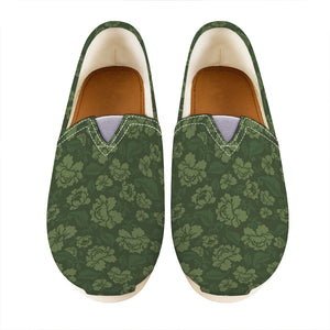 Military Green Camo Flower Pattern Print Casual Shoes