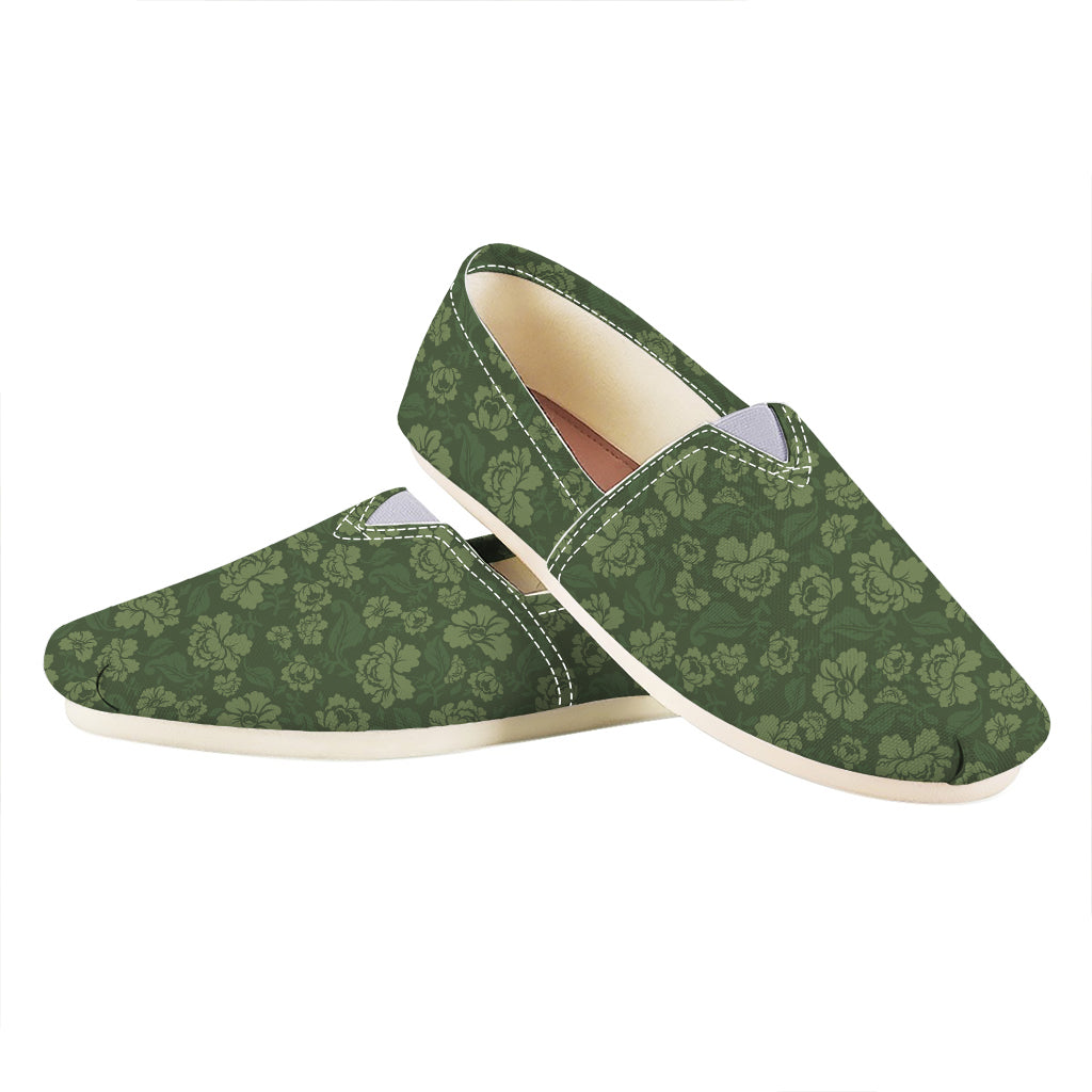 Military Green Camo Flower Pattern Print Casual Shoes