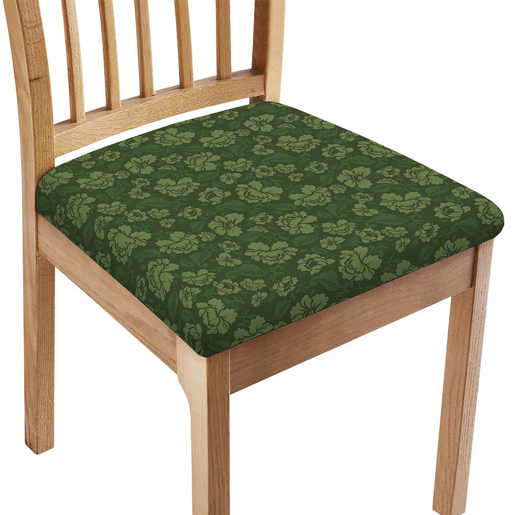 Military Green Camo Flower Pattern Print Chair Cushion Cover