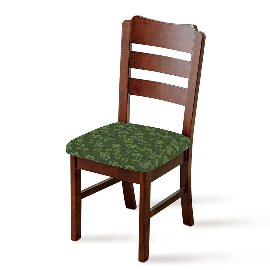 Military Green Camo Flower Pattern Print Chair Cushion Cover