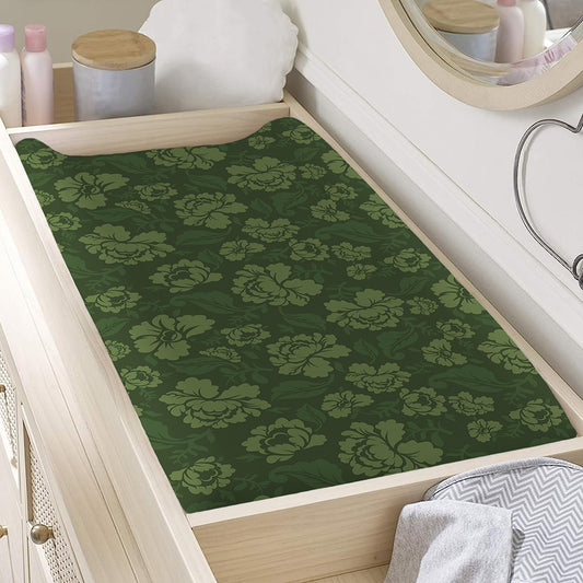 Military Green Camo Flower Pattern Print Changing Pad Cover