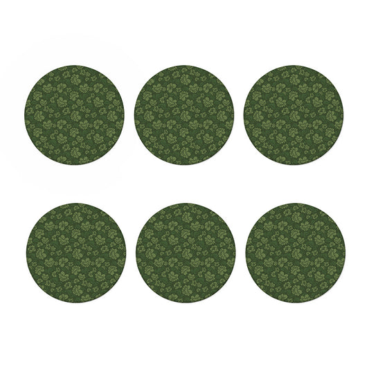 Military Green Camo Flower Pattern Print Coaster Set