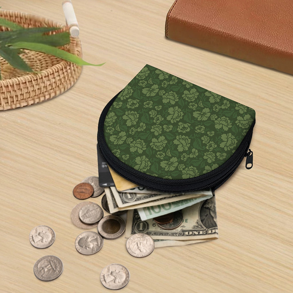 Military Green Camo Flower Pattern Print Coin Purse