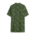 Military Green Camo Flower Pattern Print Cotton Hawaiian Shirt