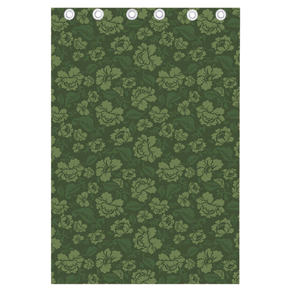 Military Green Camo Flower Pattern Print Curtain