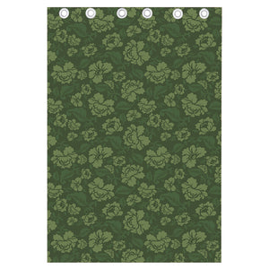 Military Green Camo Flower Pattern Print Curtain