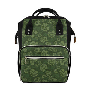 Military Green Camo Flower Pattern Print Diaper Bag