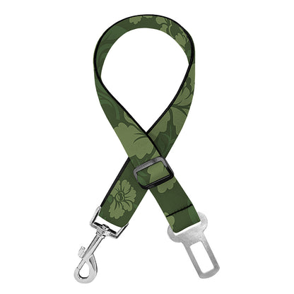 Military Green Camo Flower Pattern Print Dog Seat Belt