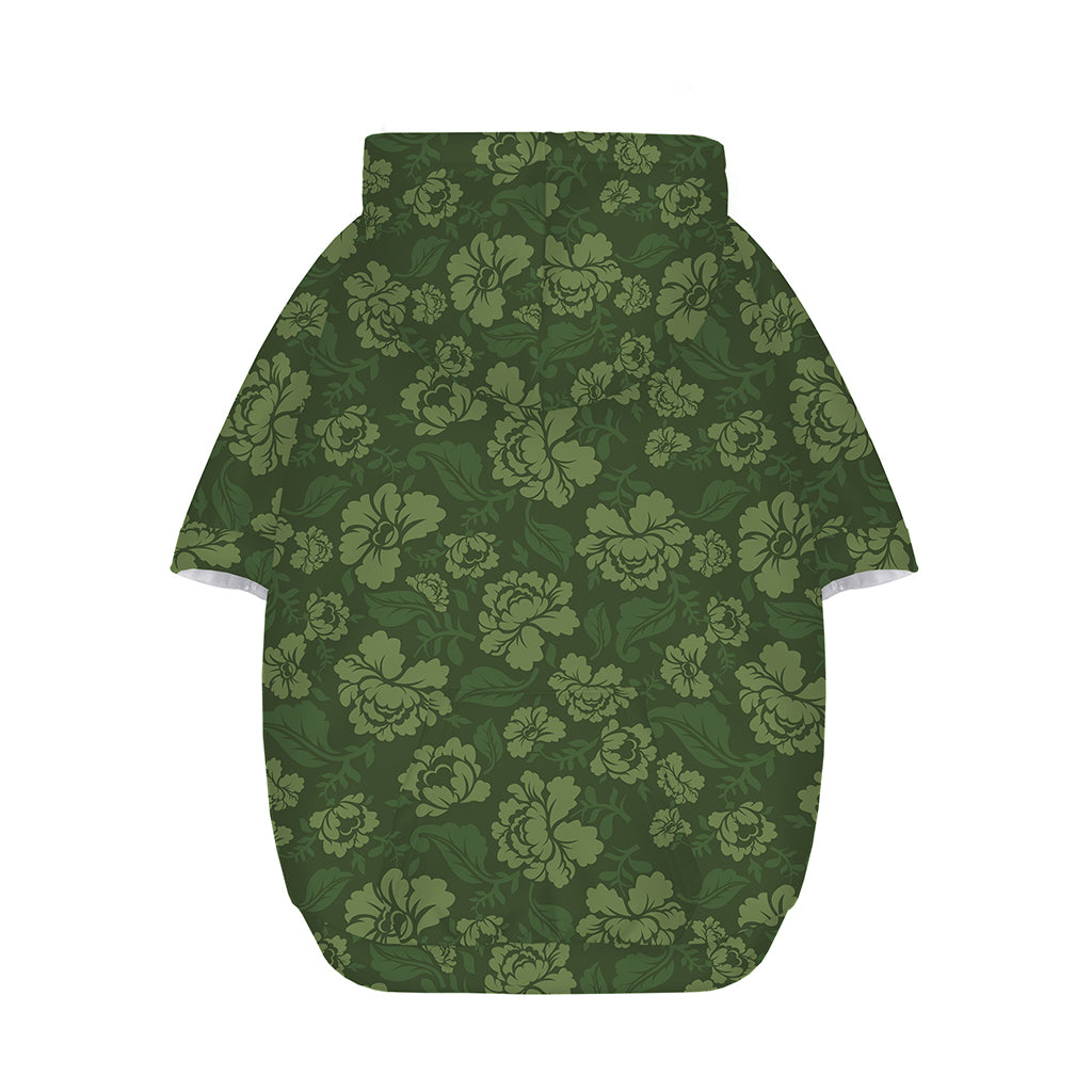 Military Green Camo Flower Pattern Print Dog Zip Up Hoodie