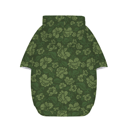 Military Green Camo Flower Pattern Print Dog Zip Up Hoodie