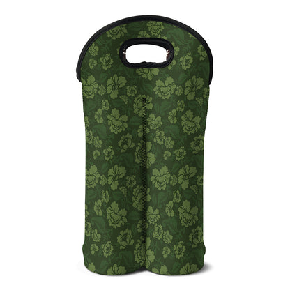 Military Green Camo Flower Pattern Print Double Neoprene Wine Tote