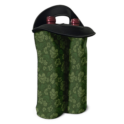 Military Green Camo Flower Pattern Print Double Neoprene Wine Tote