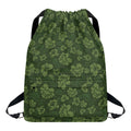 Military Green Camo Flower Pattern Print Drawstring Backpack