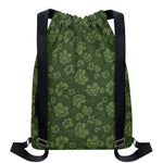 Military Green Camo Flower Pattern Print Drawstring Backpack