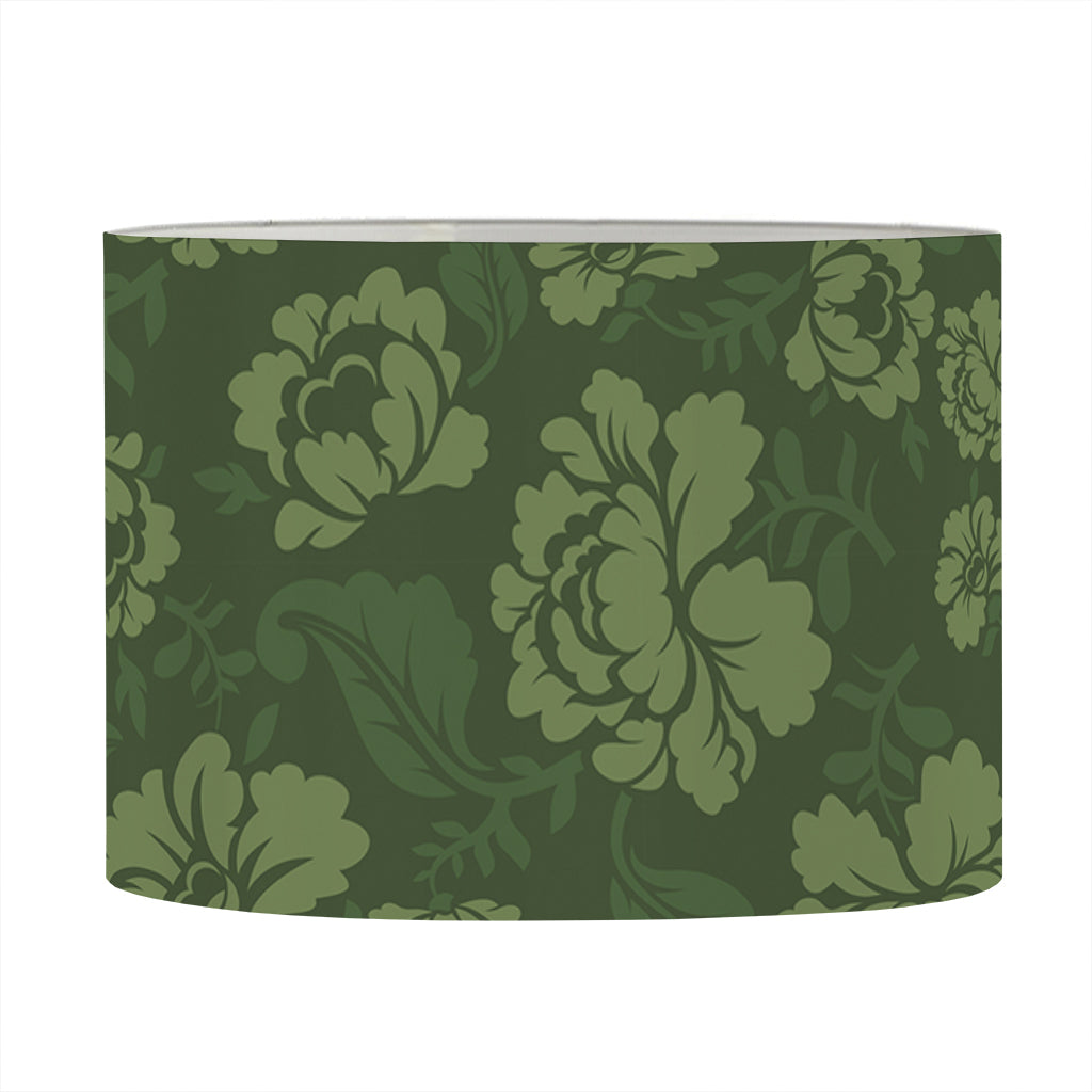 Military Green Camo Flower Pattern Print Drum Lamp Shade