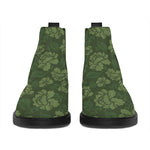 Military Green Camo Flower Pattern Print Flat Ankle Boots