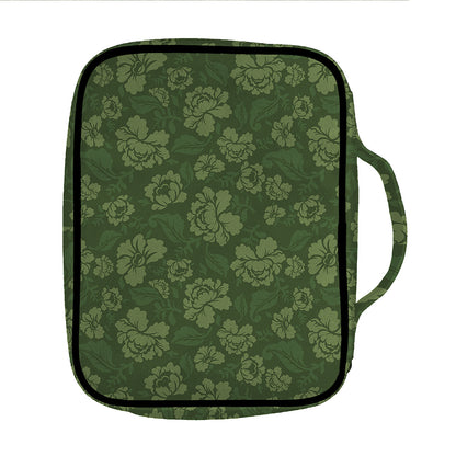 Military Green Camo Flower Pattern Print Front Pocket Bible Bag