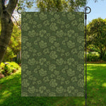 Military Green Camo Flower Pattern Print Garden Flag