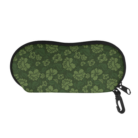 Military Green Camo Flower Pattern Print Glasses Case