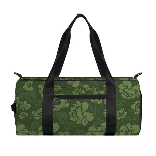 Military Green Camo Flower Pattern Print Gym Bag