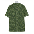 Military Green Camo Flower Pattern Print Hawaiian Shirt