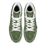 Military Green Camo Flower Pattern Print High Top Leather Sneakers