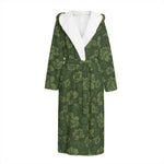 Military Green Camo Flower Pattern Print Hooded Bathrobe