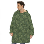 Military Green Camo Flower Pattern Print Hoodie Blanket