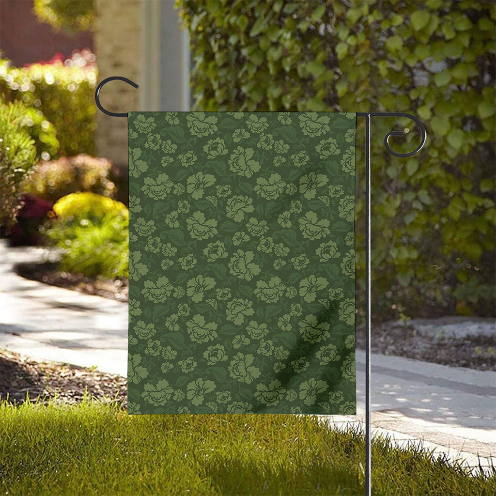 Military Green Camo Flower Pattern Print House Flag