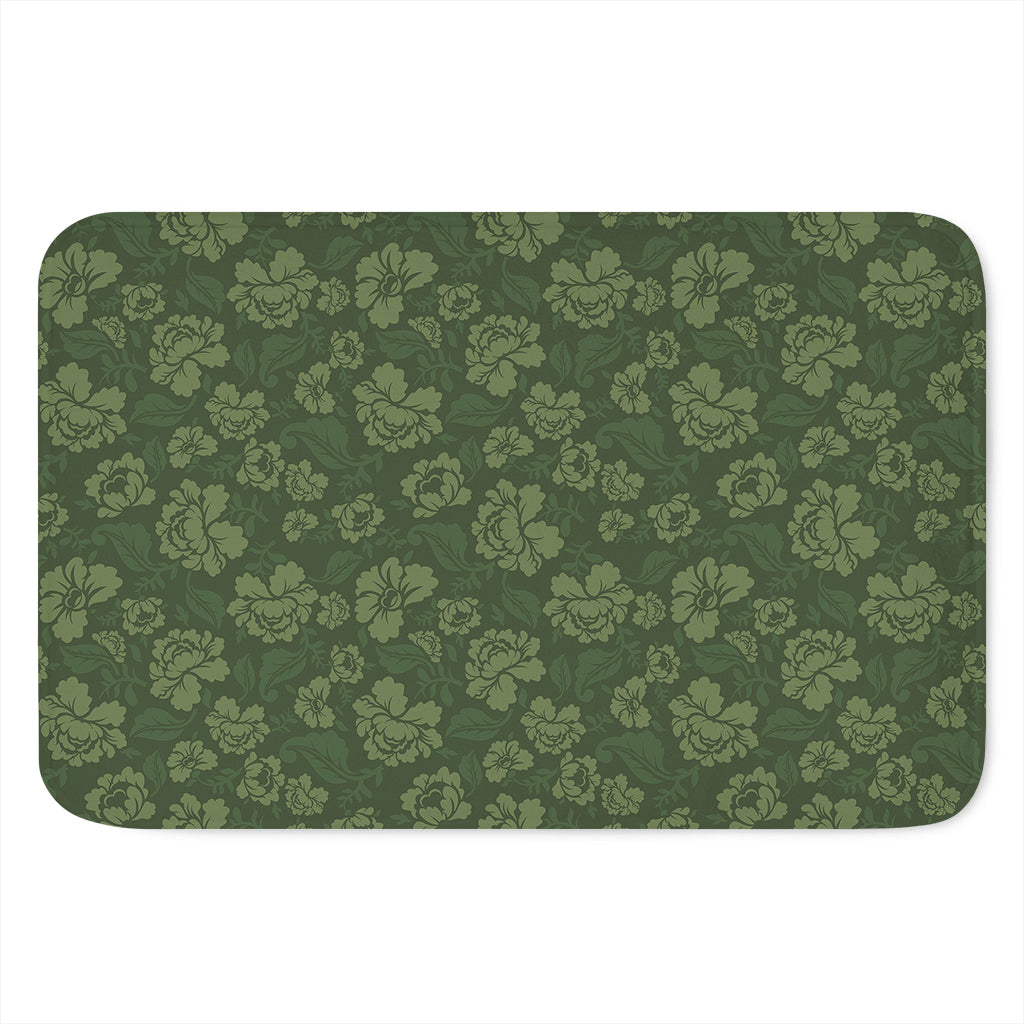 Military Green Camo Flower Pattern Print Indoor Door Mat