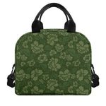 Military Green Camo Flower Pattern Print Insulated Lunch Bag
