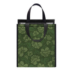 Military Green Camo Flower Pattern Print Insulated Lunch Tote