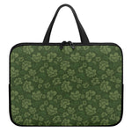 Military Green Camo Flower Pattern Print Laptop Sleeve With Handle