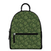 Military Green Camo Flower Pattern Print Leather Backpack