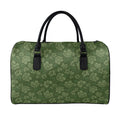 Military Green Camo Flower Pattern Print Leather Duffel Bag