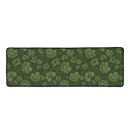 Military Green Camo Flower Pattern Print Long Kitchen Mat