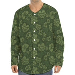 Military Green Camo Flower Pattern Print Long Sleeve Baseball Jersey