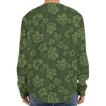 Military Green Camo Flower Pattern Print Long Sleeve Baseball Jersey