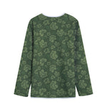 Military Green Camo Flower Pattern Print Long Sleeve Short Coat